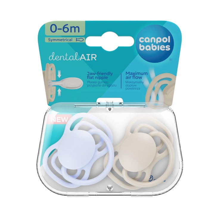 CANPOL silikoninių  raminamųjų čiulptukų rinkinys kūdikiams 6–18mėn. „Dental Air“, 2 vnt.,mėlynas